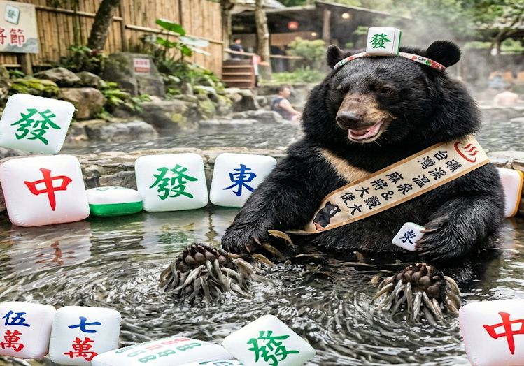 台灣黑熊,台灣熊愛打麻將,台灣黑熊打麻將,熊掌摸牌,國寶熊界雀聖,宜蘭礁溪揪團打牌,礁溪魚界滿漢全席,礁溪最狂代言人,台灣黑熊麻將親善大使,泡湯泡到發大財,宜蘭必去景點黑熊魚吃腳